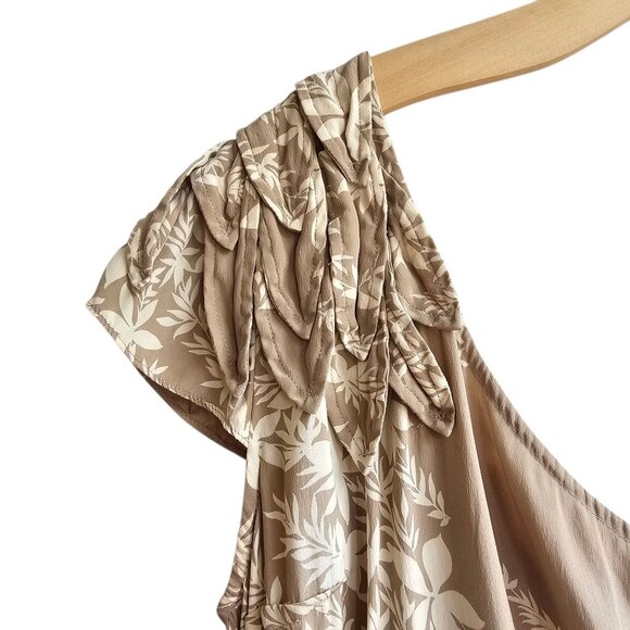 100% Silk Tracy Reese Asymmetrical One-Shoulder Floral Print Silk Dress Size 8 - Picture 6 of 14